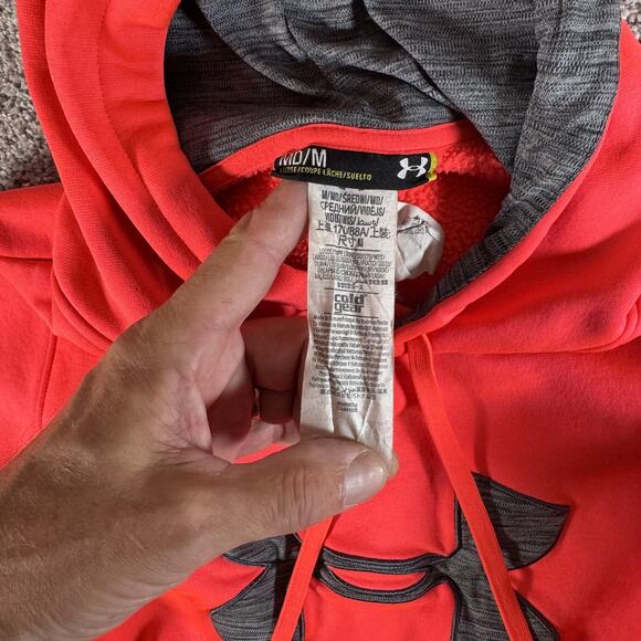 Under Armour Hoodie Medium ColdGear Fleece Big Logo Pullover 1273628 Athleisure - Picture 6 of 13